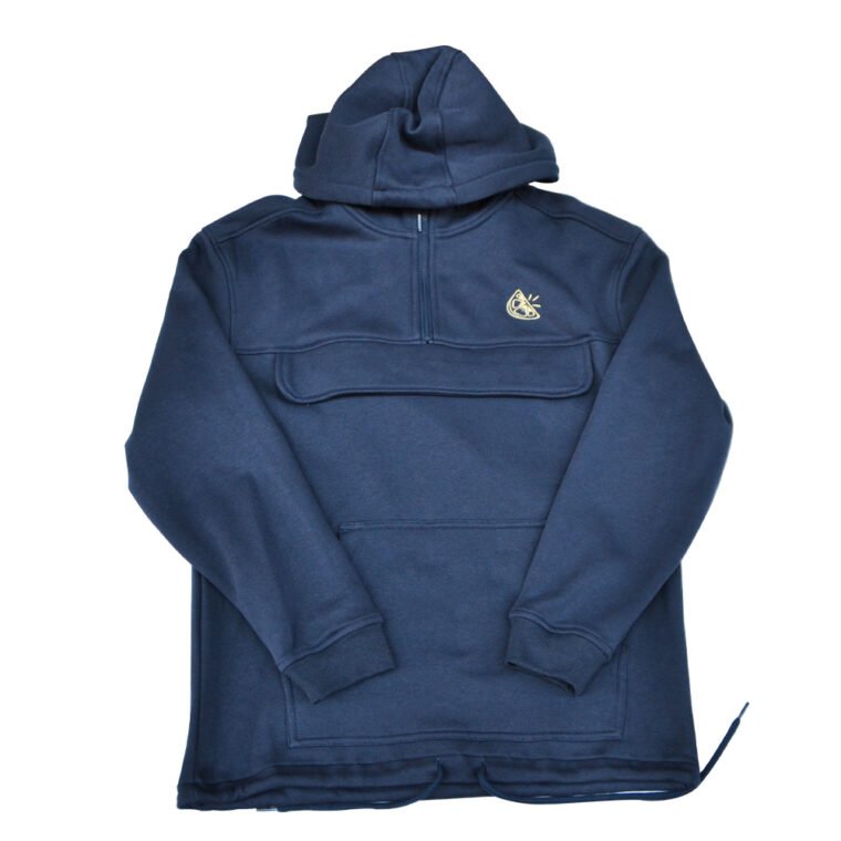 Hoodie Hakf Zip Lemon Draw Bleu Marine Face