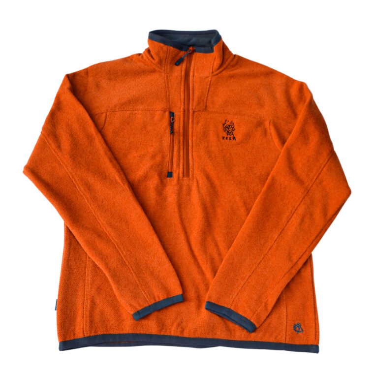 Polaire Half Zip Orange Chiné Flower Burn Face