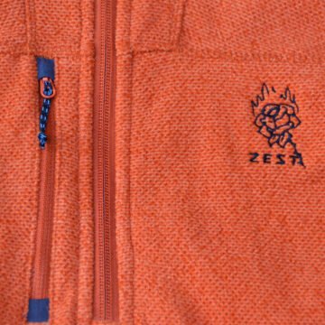 Polaire Half Zip Orange Chiné Flower Burn Face Zoom 2