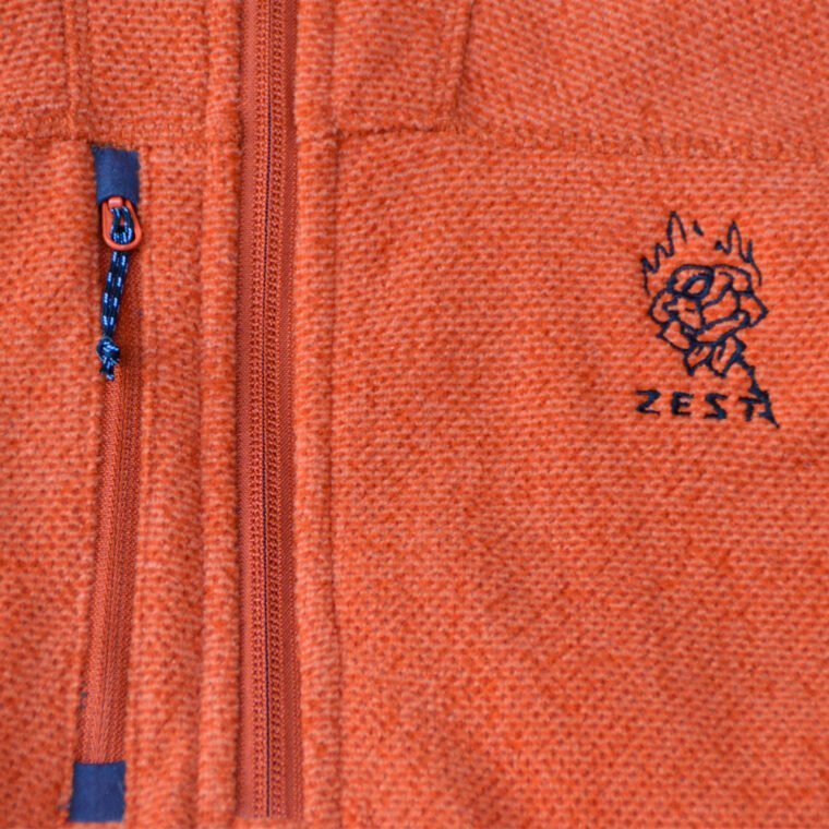 Polaire Half Zip Orange Chiné Flower Burn Face Zoom 2