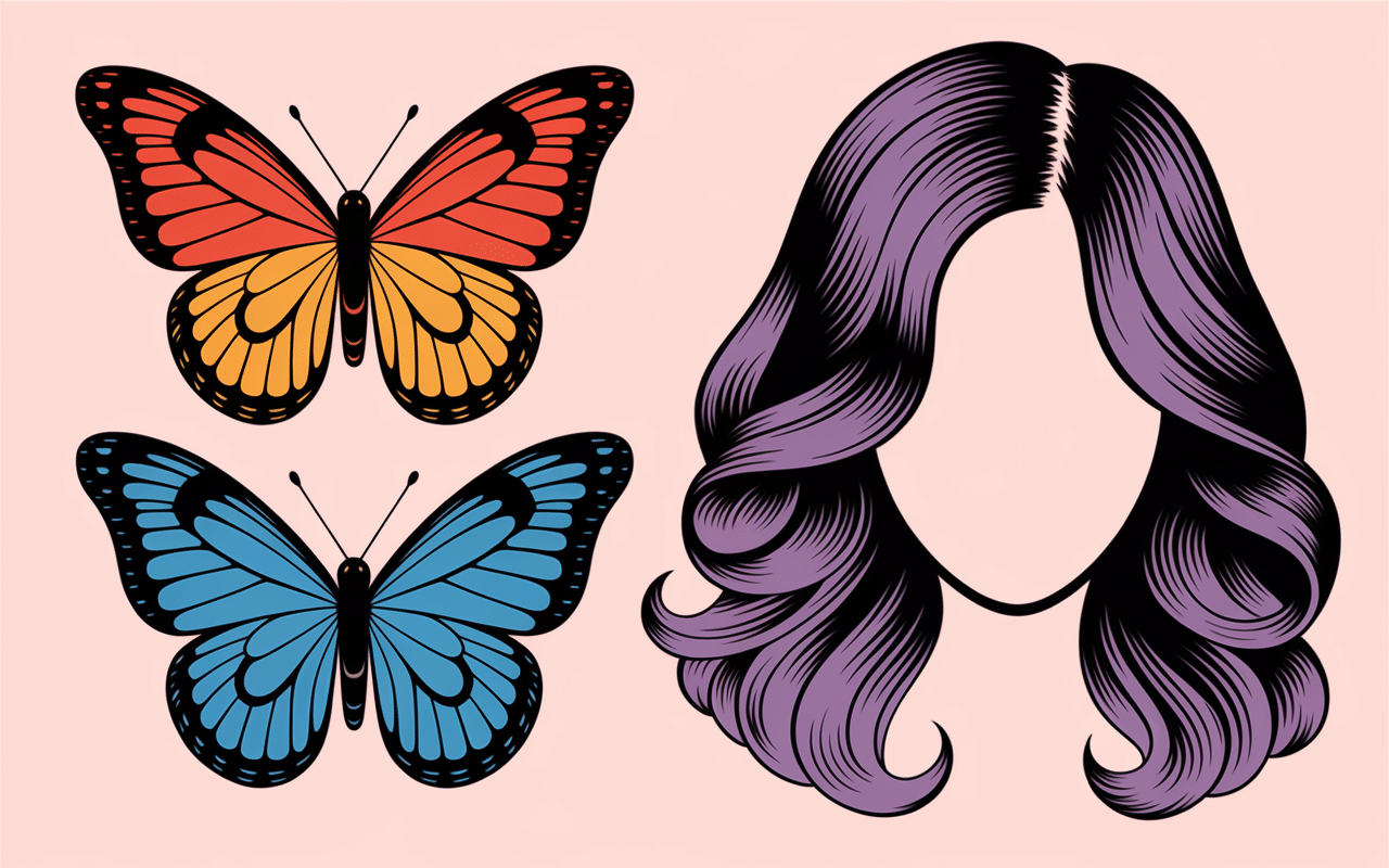 Illustration ailes papillon et coupe papillon dégradée