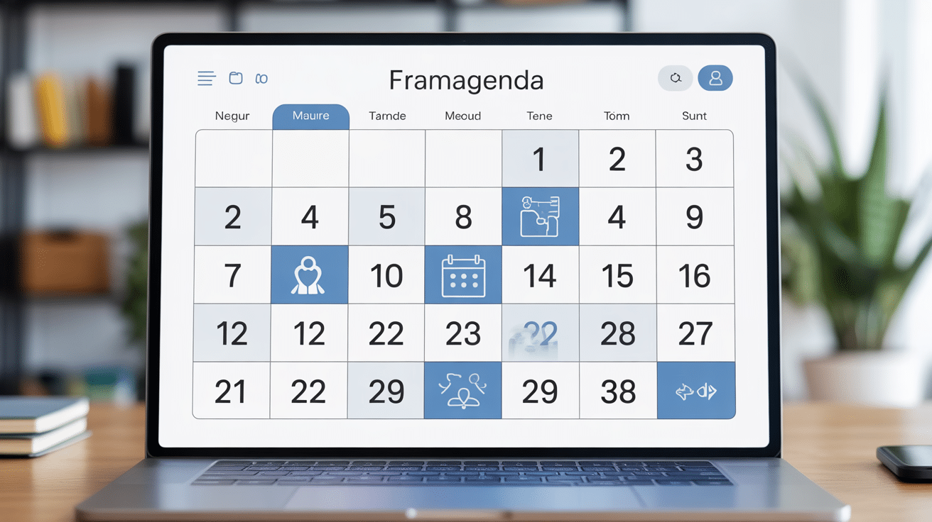 Interface moderne framagenda avec calendrier mensuel