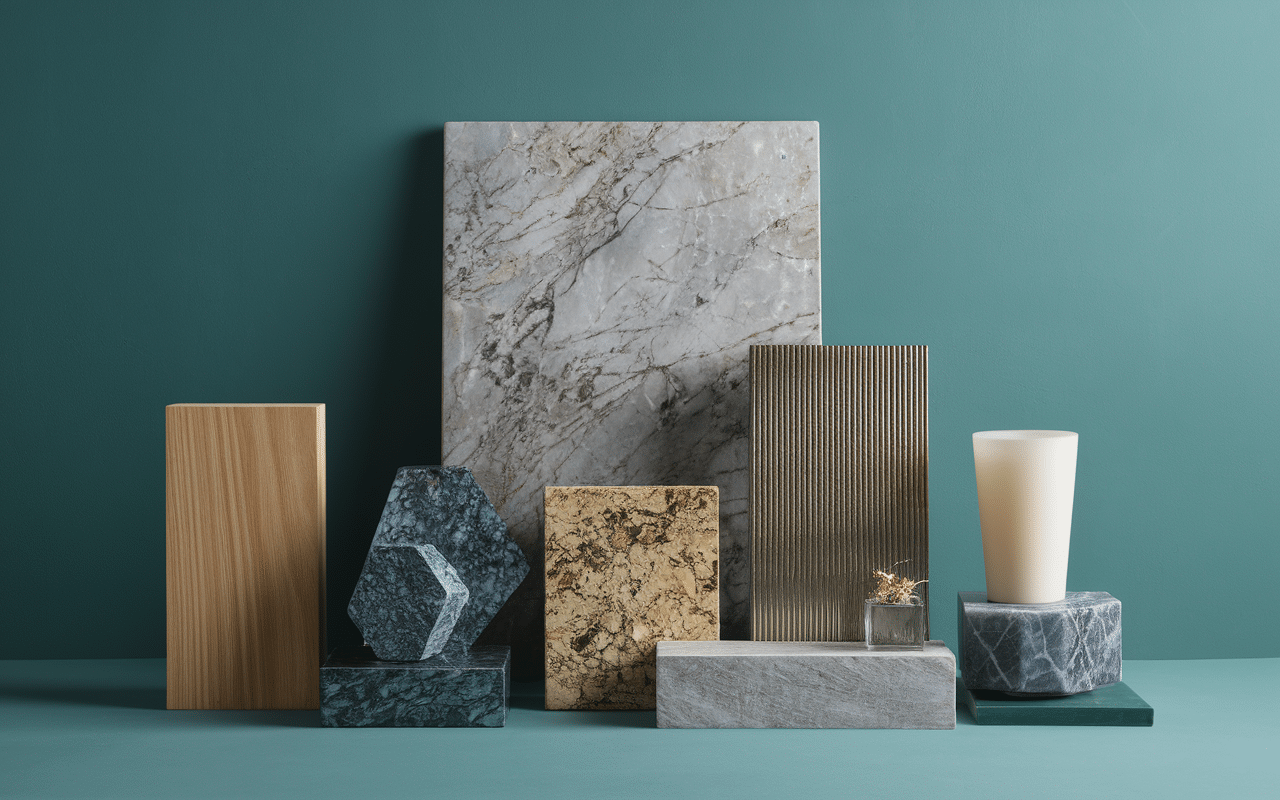 Échantillons matériaux pour table basse design