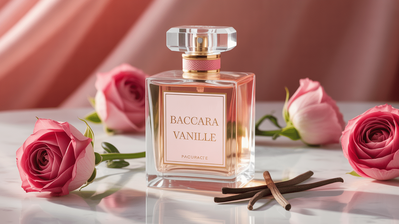 flacon baccara vanille avec roses et vanille