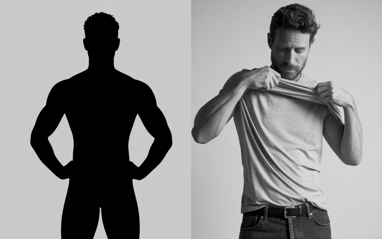 Comparatif visuel bodies pour homme maintien contre t-shirt classique