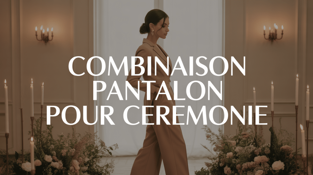 Femme élégante en combi pantalon pour ceremonie