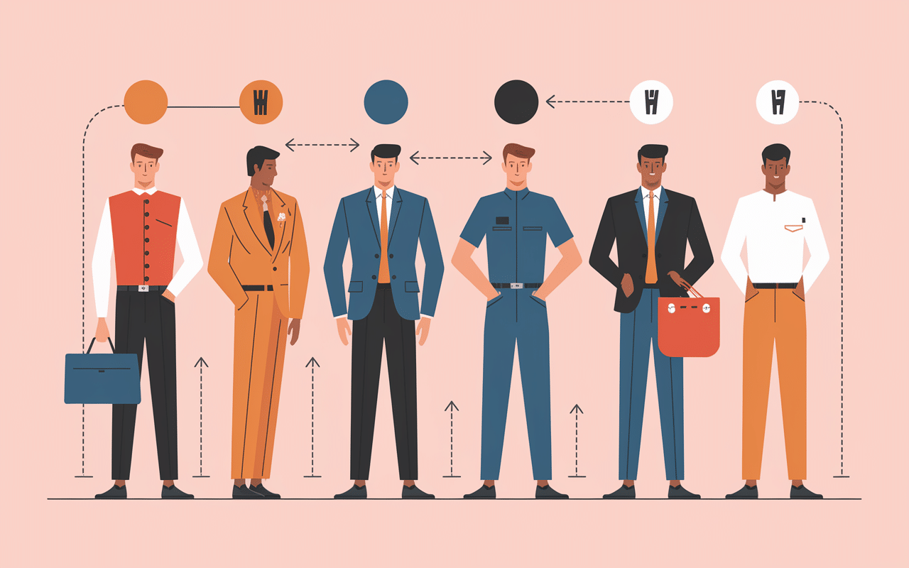 Différents styles de bodies homme alignés