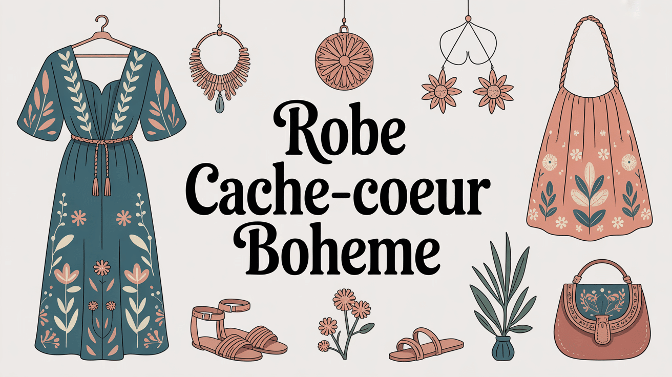 Ma boheme robe cache-cœur sur cintre avec accessoires bohèmes