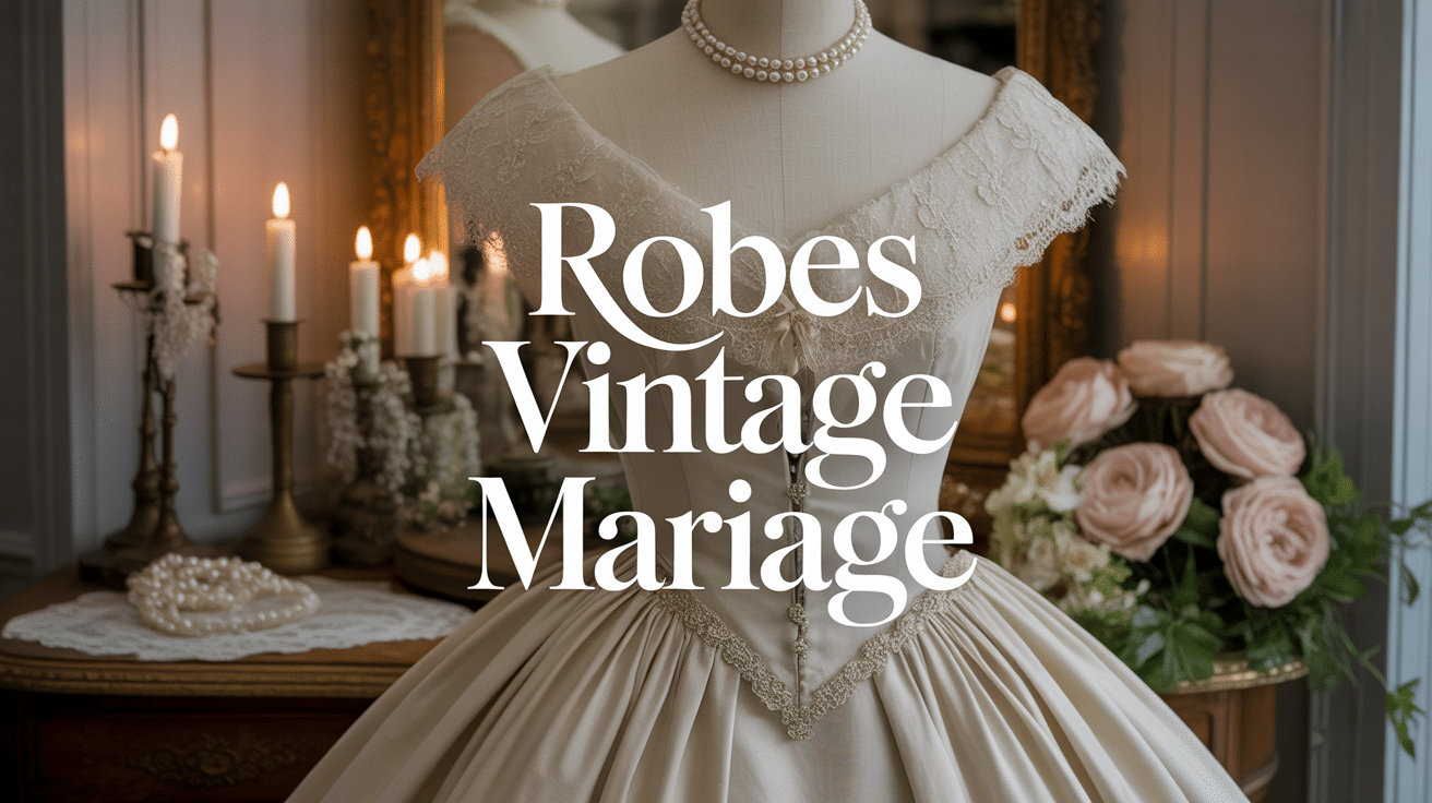 robe vintage mariage 1950s dentelle perles fleurs