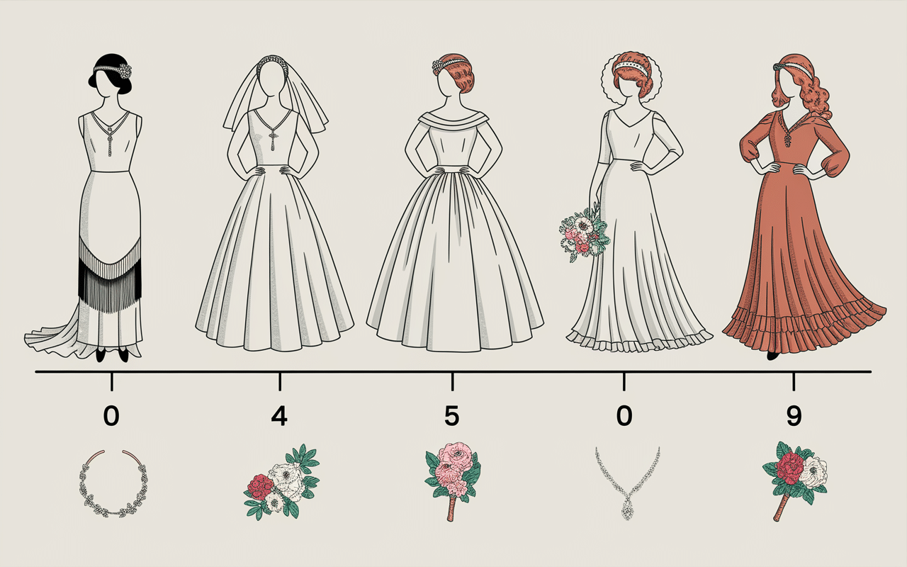 timeline silhouettes robe vintage mariage décennies