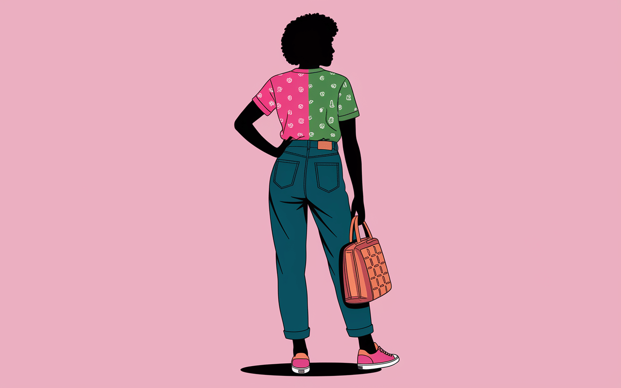 personne confiante portant t shirt moche rétro