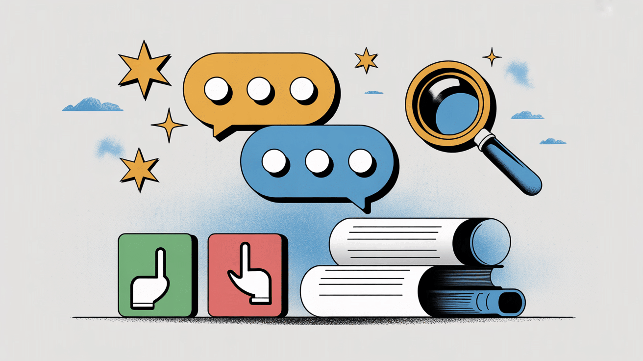 omads avis dialogue bulles étoiles loupe