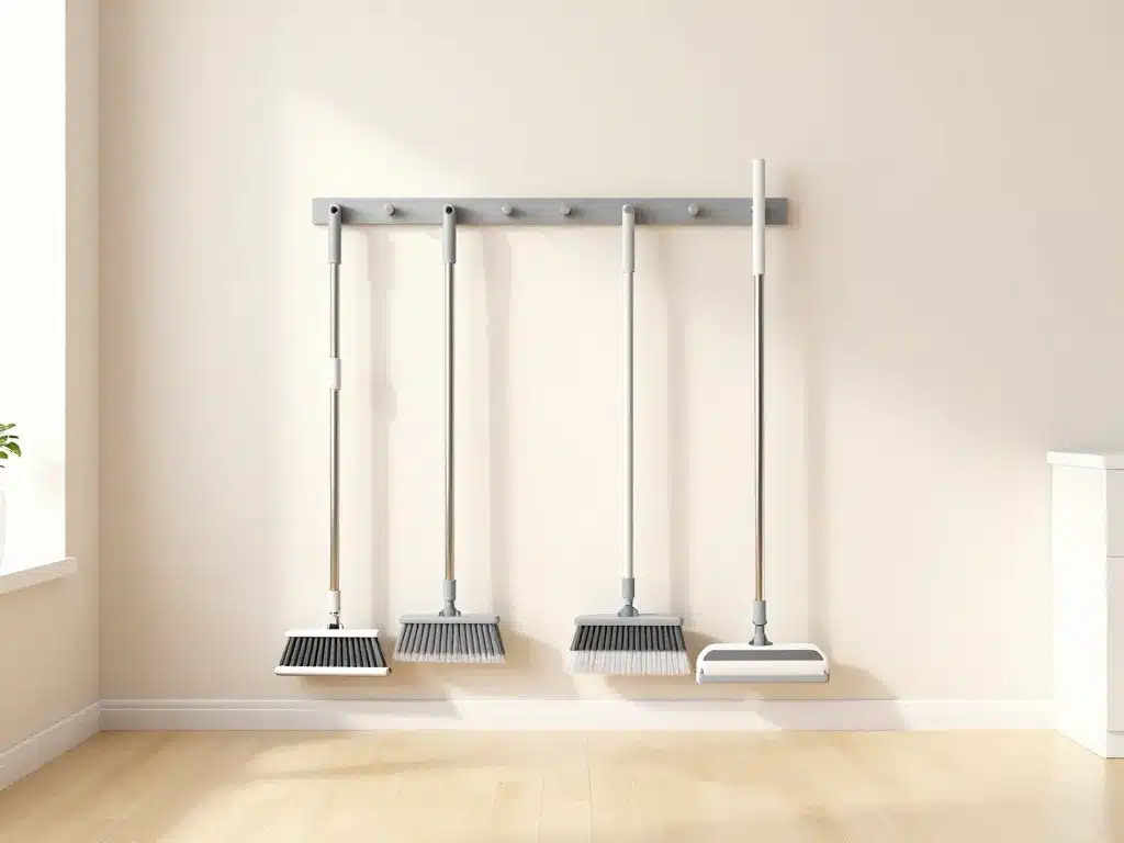 accroche balai mural pour ranger balais et accessoires