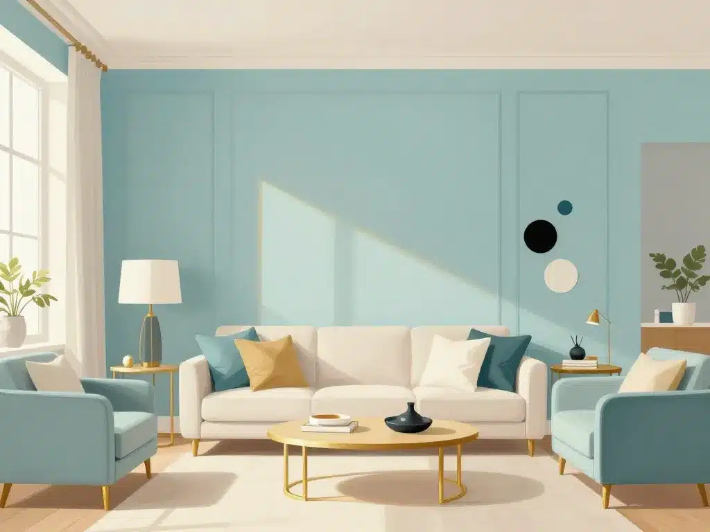 intérieur moderne association couleurs bleue celadon