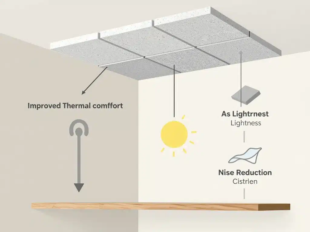 schéma avantages dalles en polystyrène pour plafond