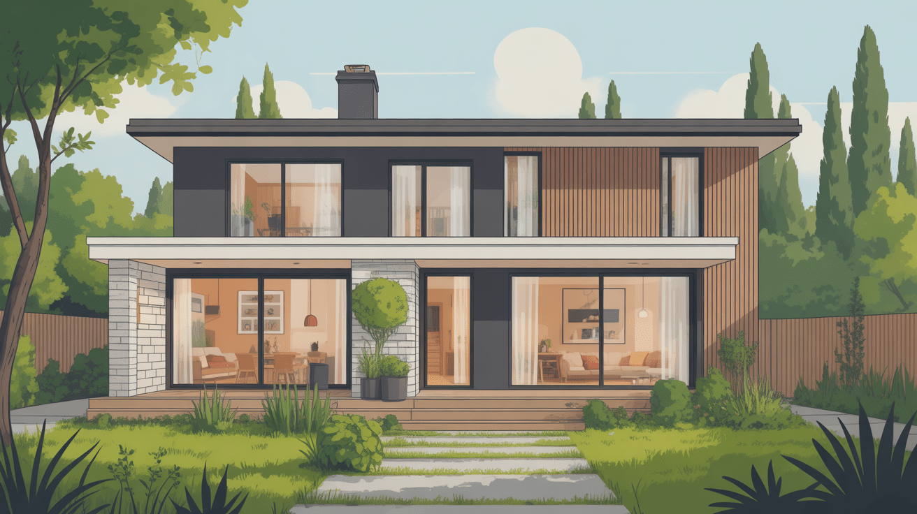 illustration habillage mur exterieur maison moderne