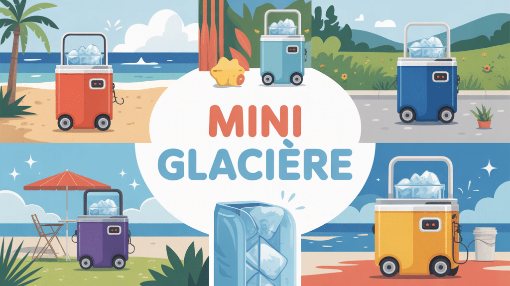 illustration moderne de mini glacière différents contextes