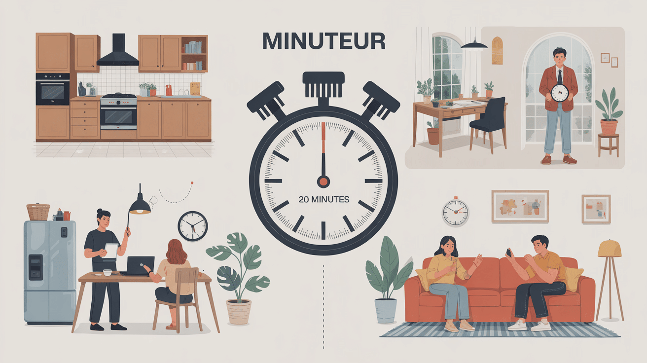 minuteur 20 minutes utilisé en cuisine bureau salon