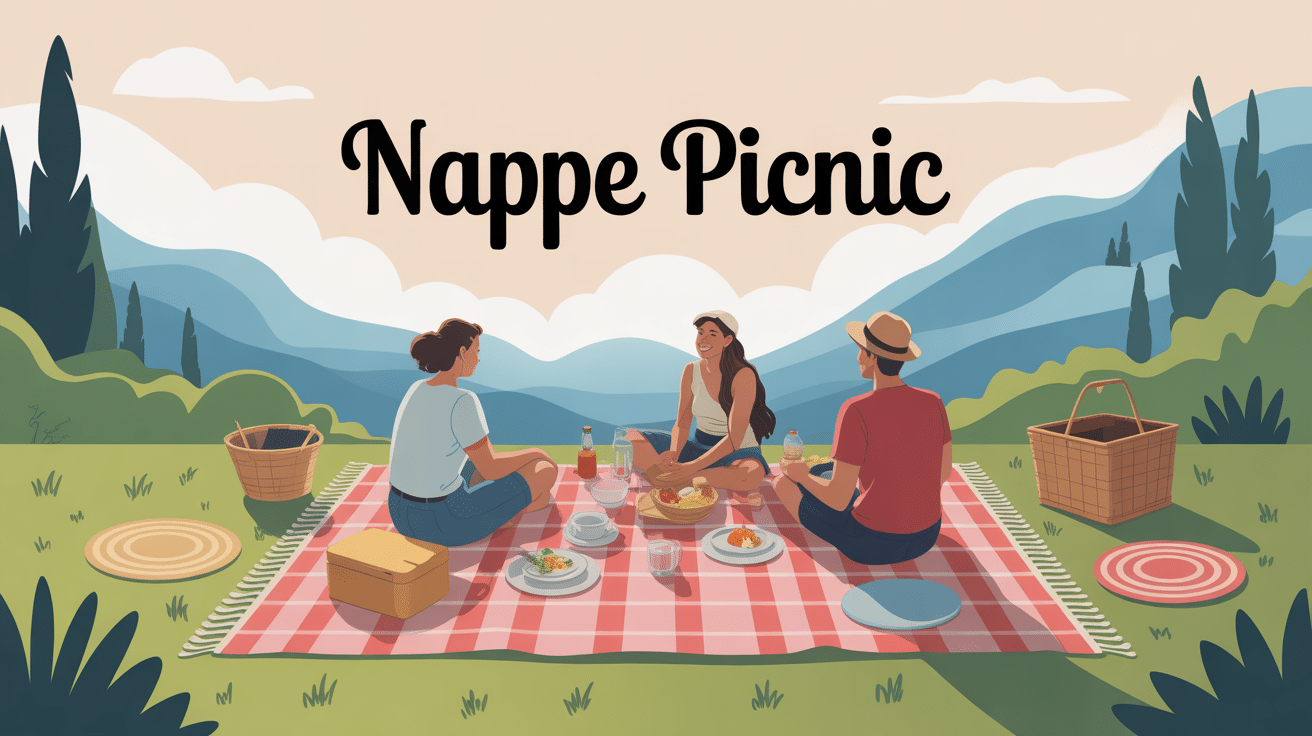 illustration nappe picnic en plein air