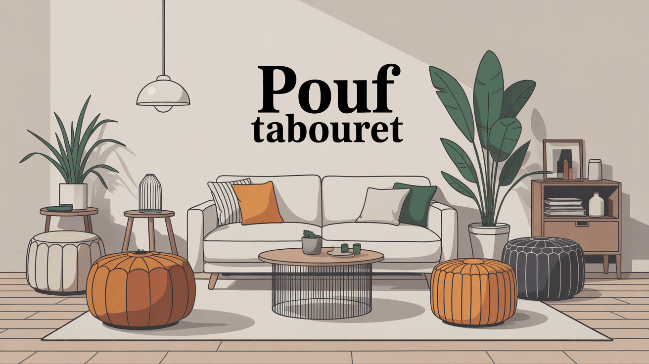 pouf tabouret illustrant styles et usages variés