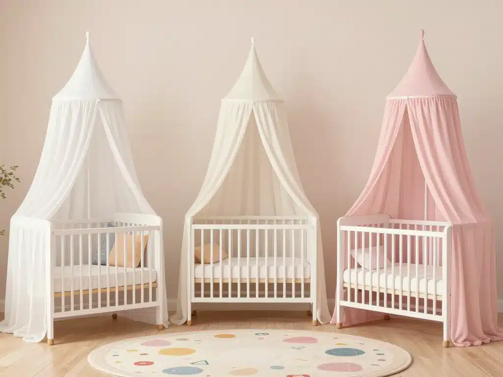 Déco harmonieuse ciel de lit bébé plusieurs lits