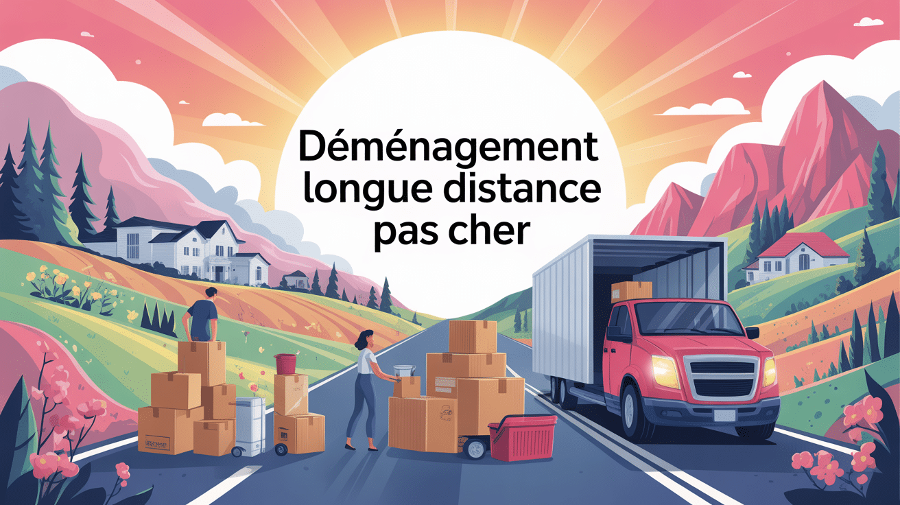 déménagement pas cher longue distance famille et camion sur route