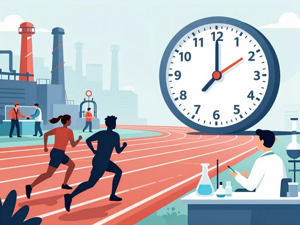 scène horloge centieme athlétisme industrie laboratoire