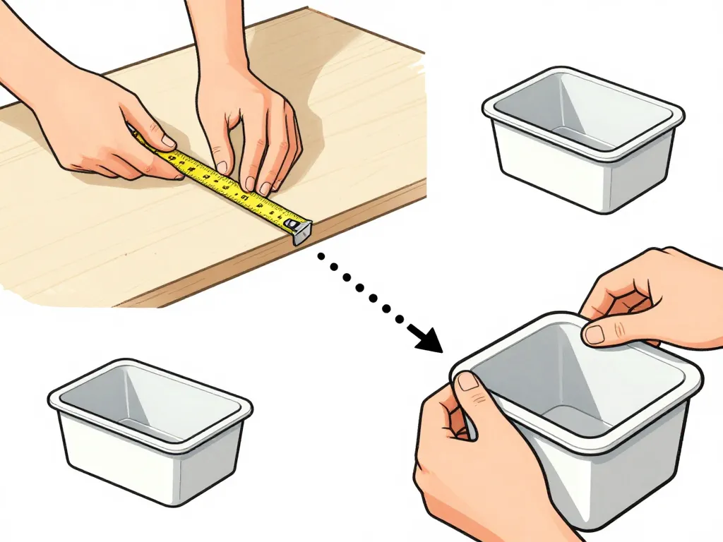 Étapes d’installation d’une poubelle pour plan de travail en schéma