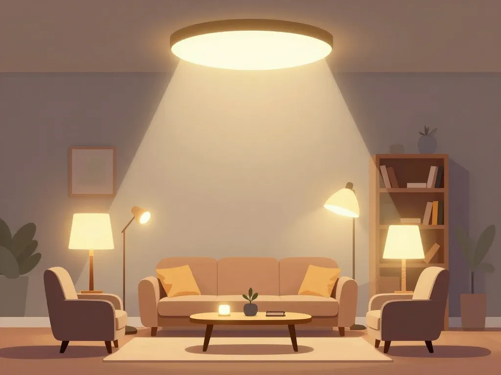 schéma éclairage multi-sources luminaire salon moderne