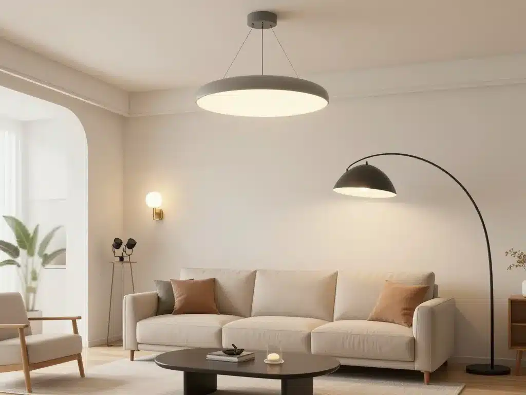 illustration types luminaires salon moderne contemporain