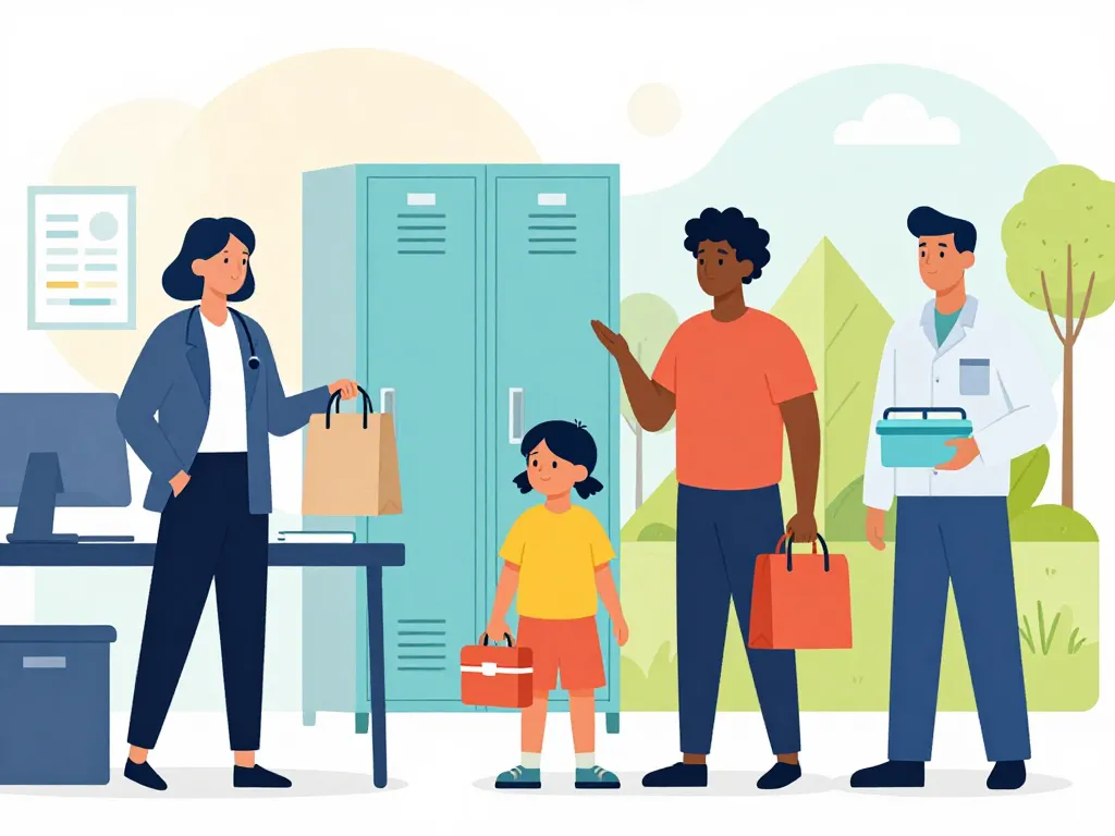 Scène lunch bag and lunch box pour différents contextes d’usage