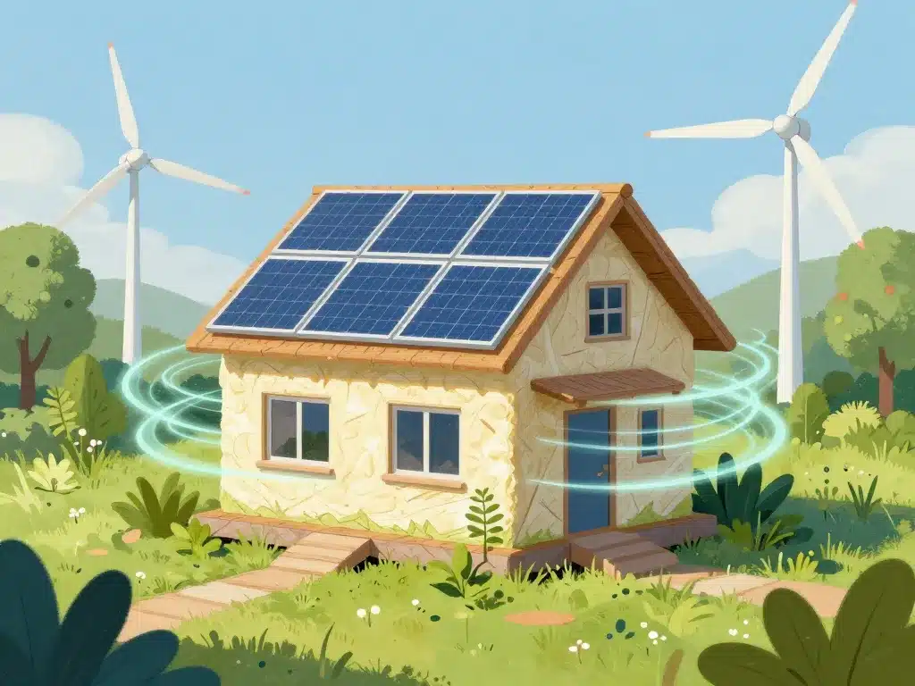 maison du futur durable énergie renouvelable illustration