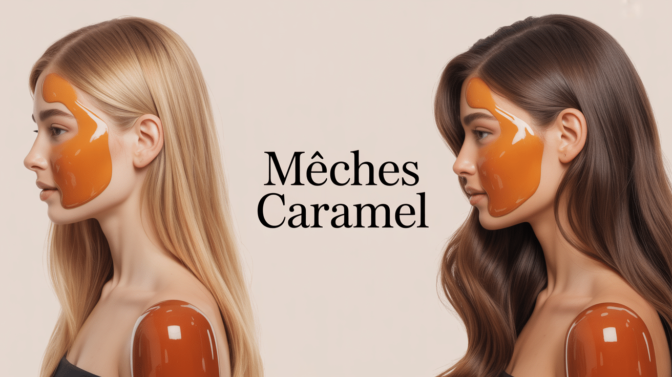 visuel reflets meches caramel blond brun
