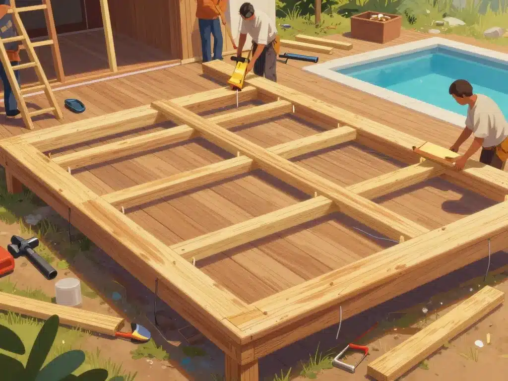 Renforcement terrasse bois avant piscine sur terrasse bois