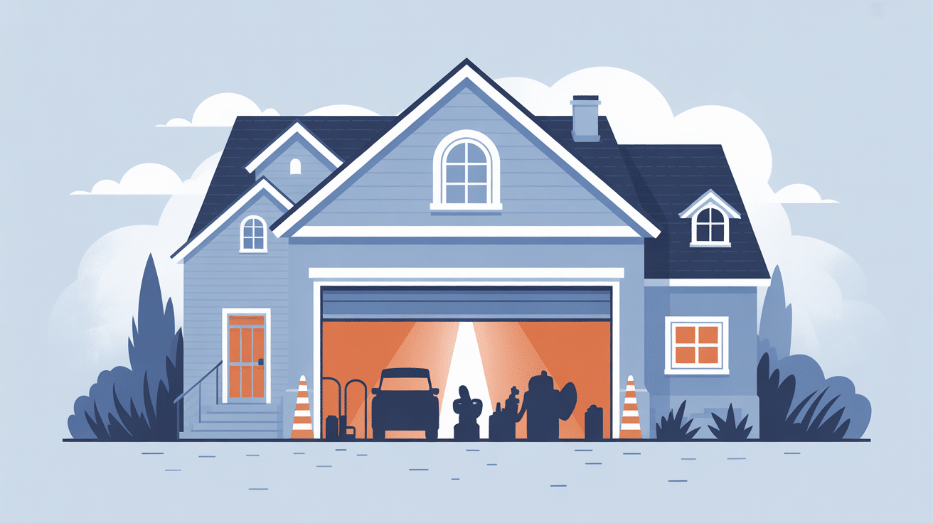 Porte ouvert garage illustration risques solutions