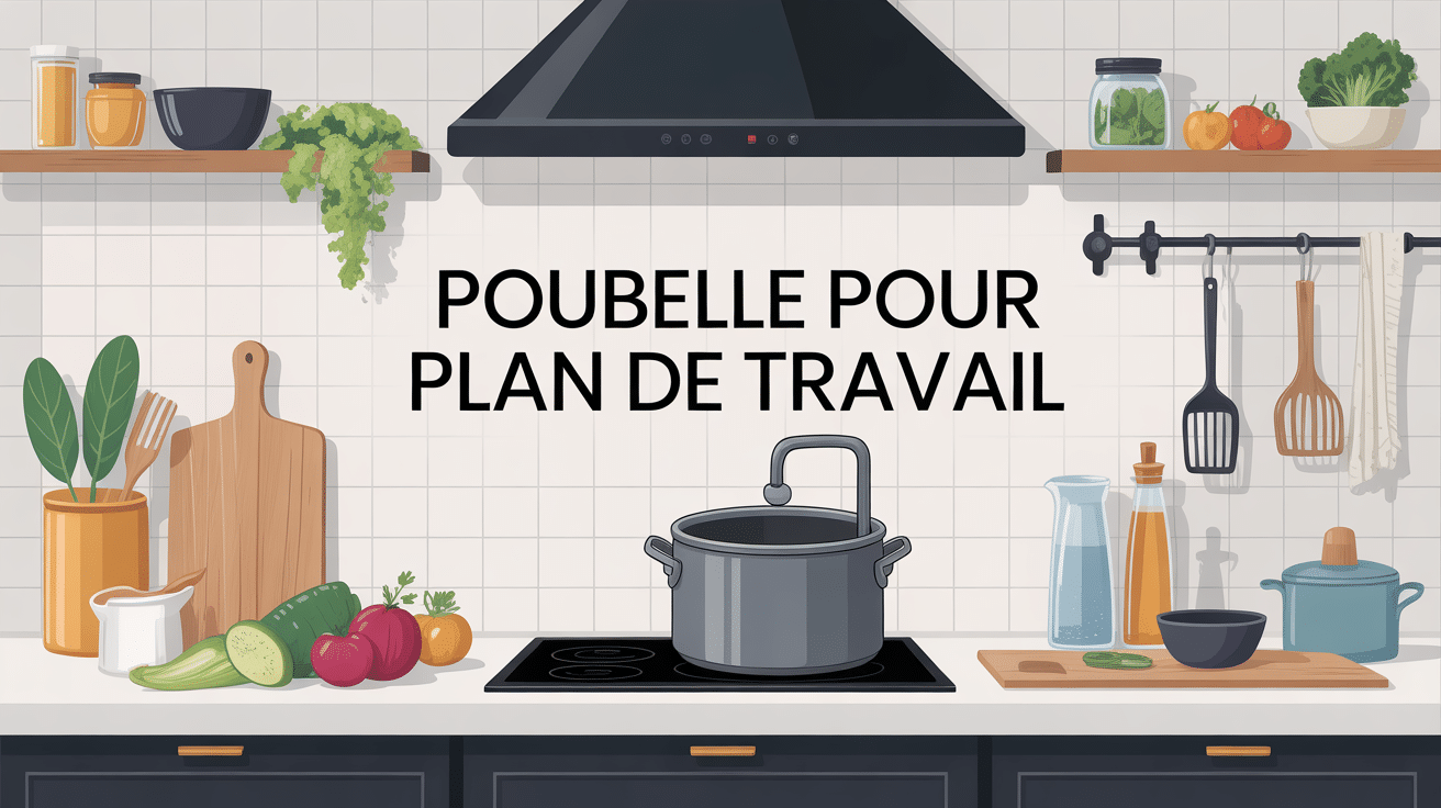 Poubelle pour plan de travail intégrée dans une cuisine lumineuse