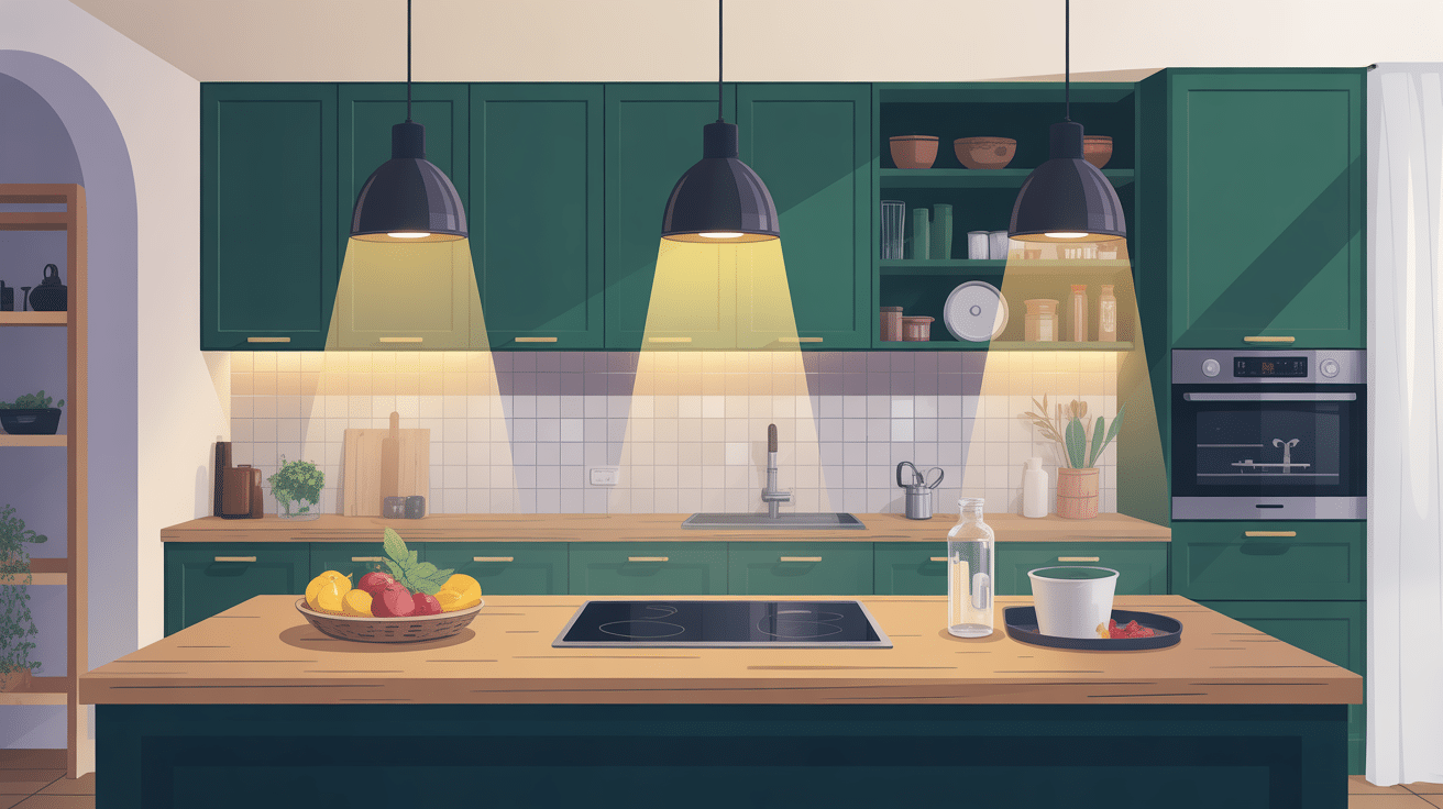 spots cuisine plan de travail éclairage LED moderne