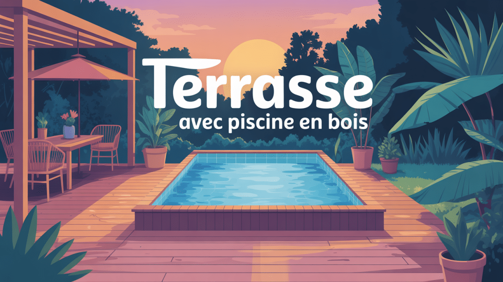 Terrasse avec piscine en bois design chaleureux