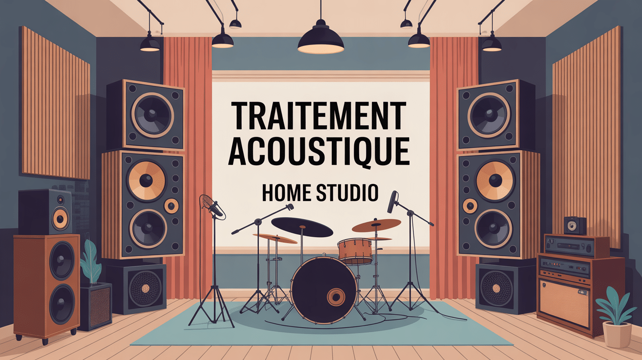 illustration traitement acoustique home studio pièce équipée