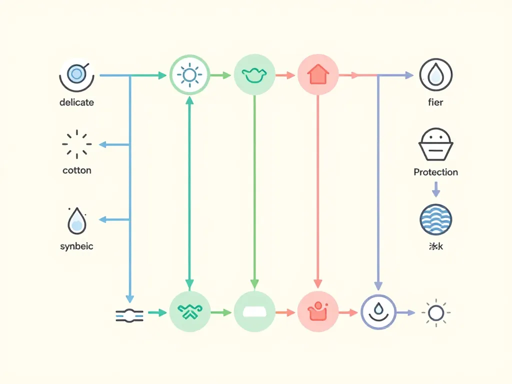Vetement seche linge programmes, textiles et réglages, diagramme