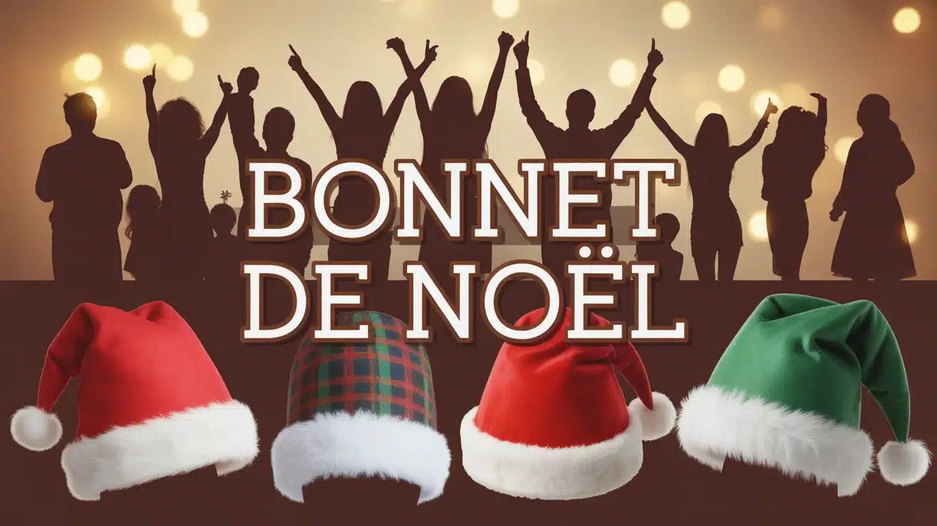 Divers bonnets de Noël colorés et festifs sur fond chaleureux