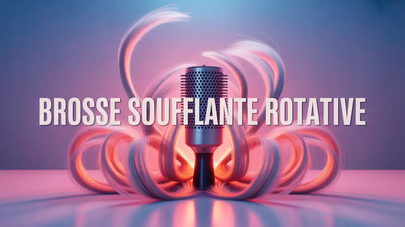 Illustration brosse soufflante rotative cheveux brillants