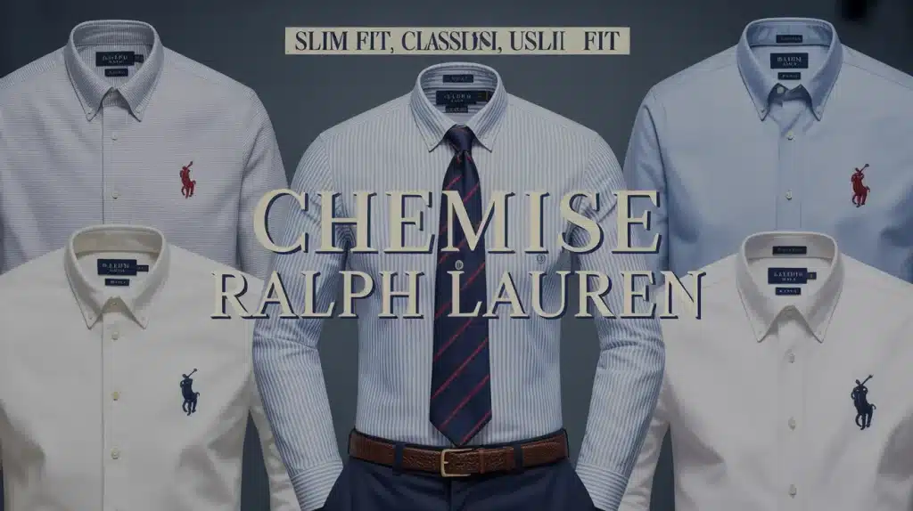 Illustration vectorielle chemise Ralph Lauren avec coupes et matières