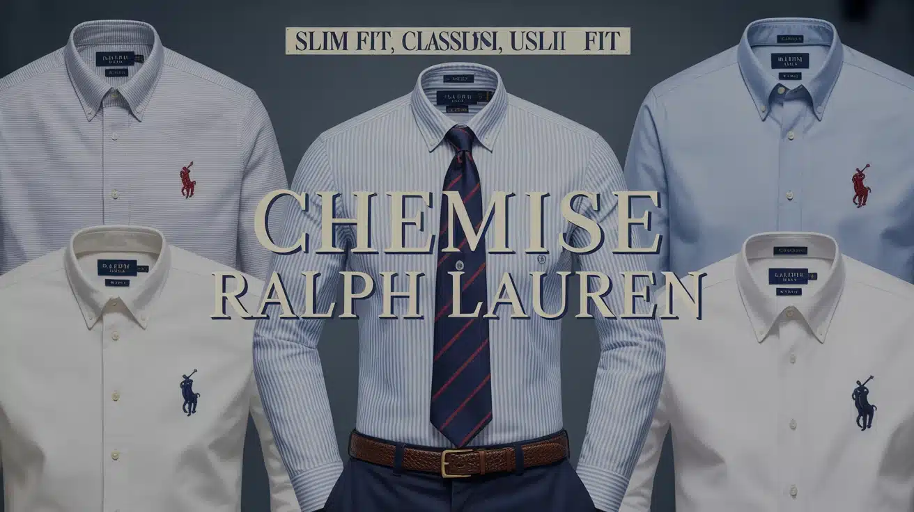 Illustration vectorielle chemise Ralph Lauren avec coupes et matières