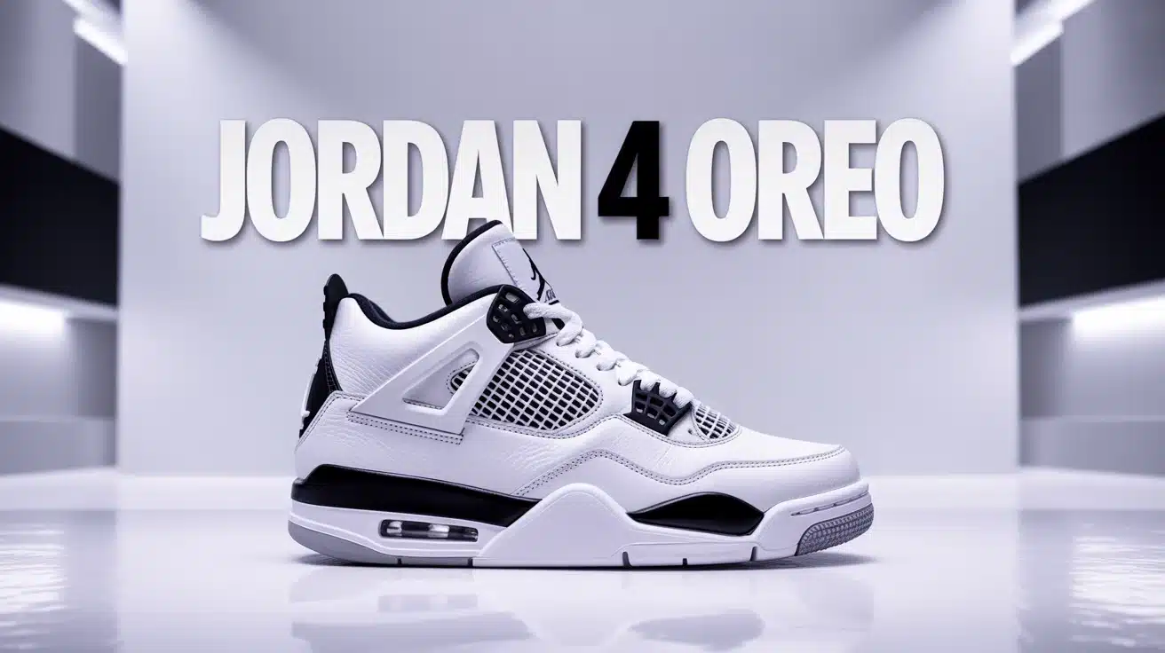 Illustration Jordan 4 Oreo cuir blanc et gris