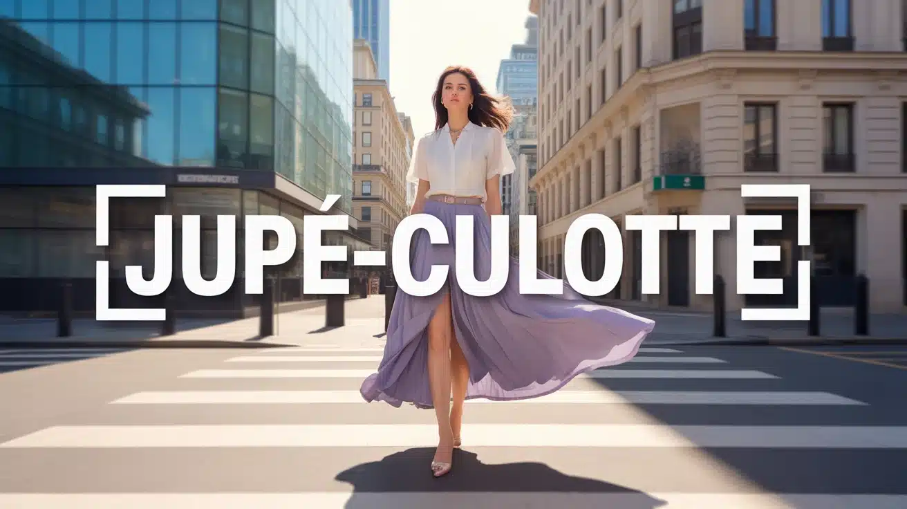 femme élégante en jupe-culotte urbaine stylisée