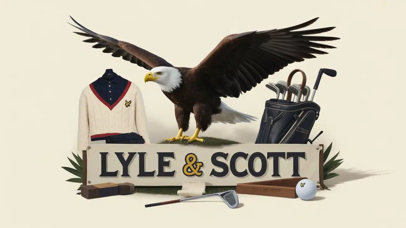 Logo aigle doré Lyle & Scott sur fond élégant