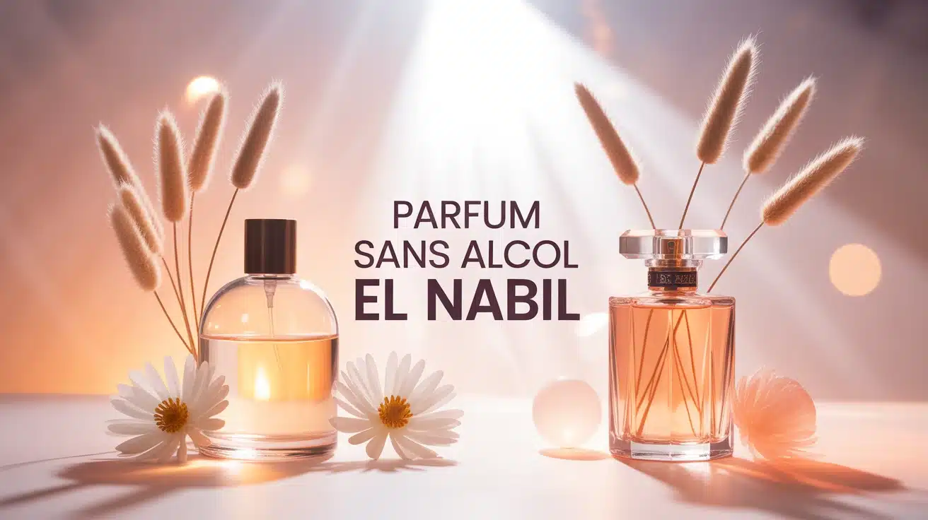 illustration parfum sans alcool El Nabil flacons notes olfactives