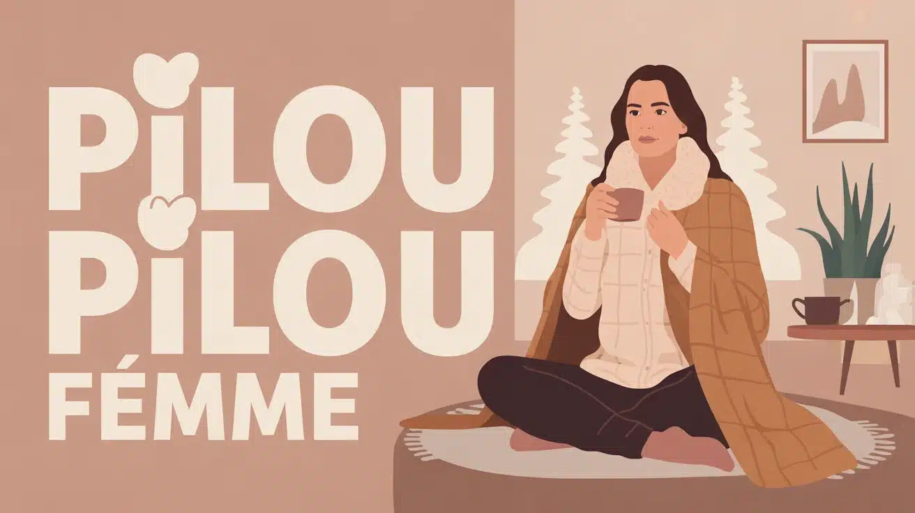 silhouette femme en pilou pilou dans intérieur cosy hiver