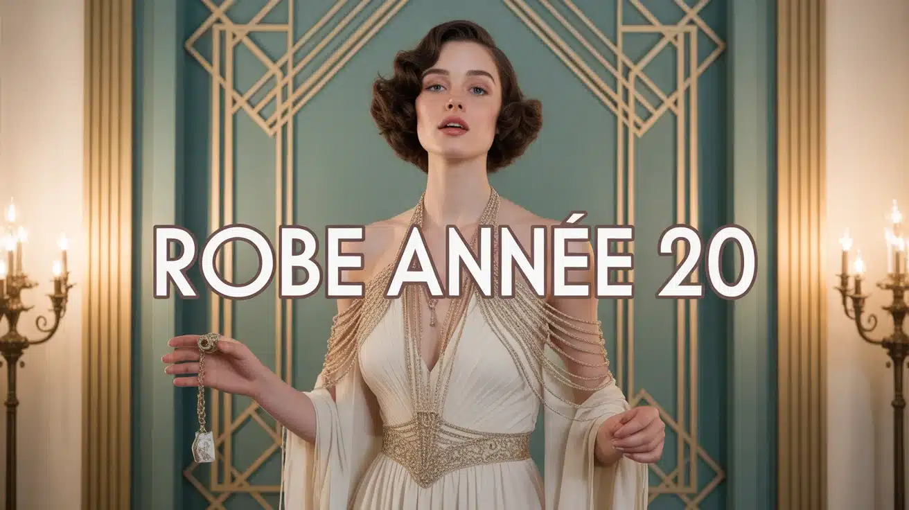 femme stylisée en robe année 20 avec franges et broderies art déco